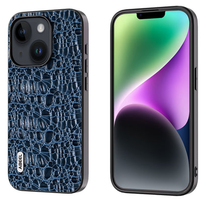 ELECTROPRIME For iPhone 15 ABEEL Genuine Leather Canopy Black Edge Phone Case(Blue)