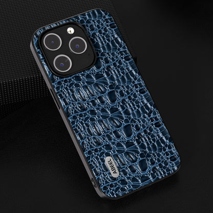 ELECTROPRIME For iPhone 15 ABEEL Genuine Leather Canopy Black Edge Phone Case(Blue)