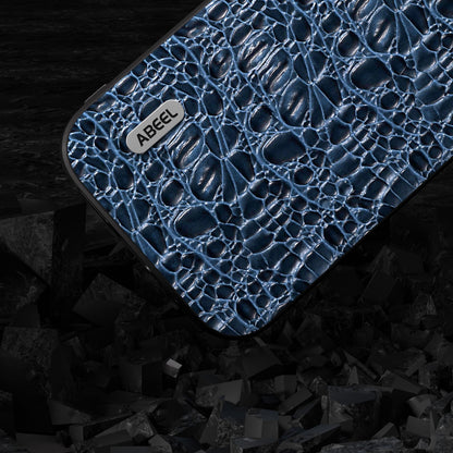 ELECTROPRIME For iPhone 15 ABEEL Genuine Leather Canopy Black Edge Phone Case(Blue)