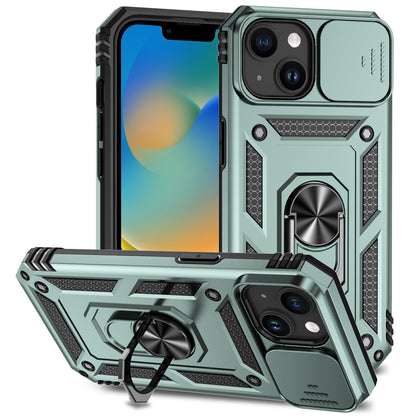 ELECTROPRIME For iPhone 15 Plus Sliding Camshield Holder Phone Case(Dark Green)
