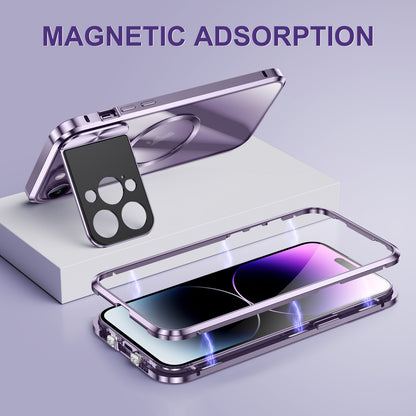 ELECTROPRIME For iPhone 15 Large Window Holder MagSafe Magnetic Metal Phone Case(Silver)