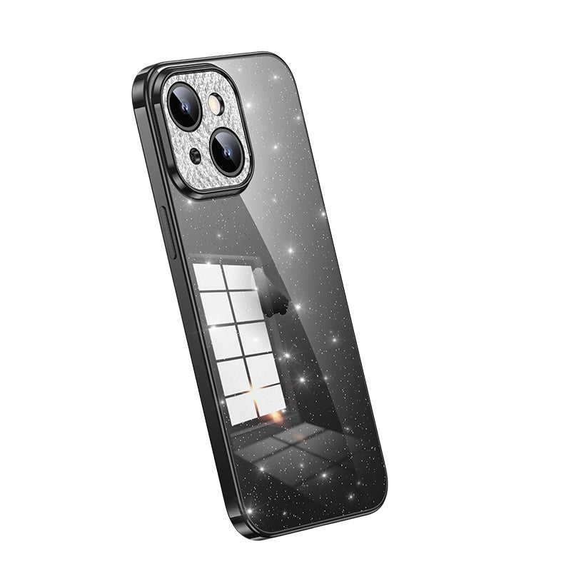 ELECTROPRIME For iPhone 15 SULADA Electroplated Transparent Glittery TPU Phone Case(Black)