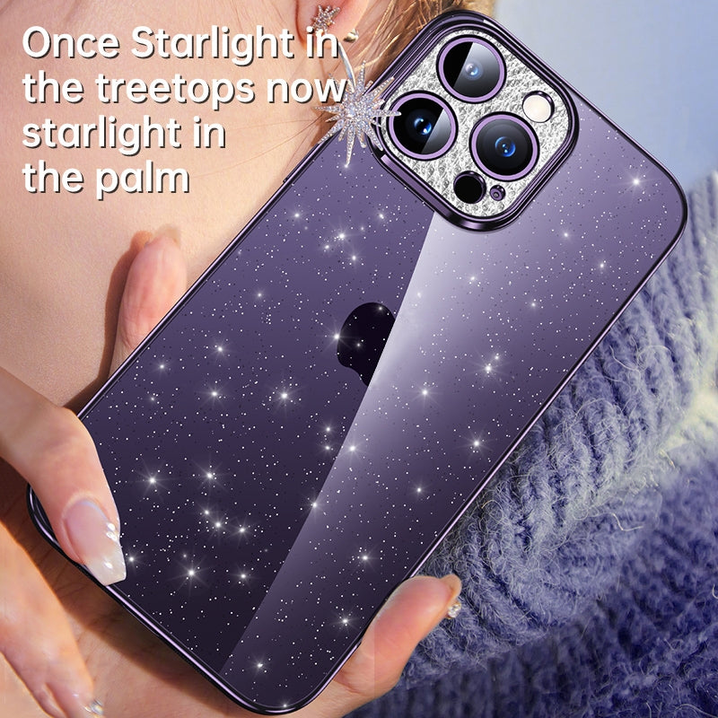 ELECTROPRIME For iPhone 15 Plus SULADA Electroplated Transparent Glittery TPU Phone Case(Blue)