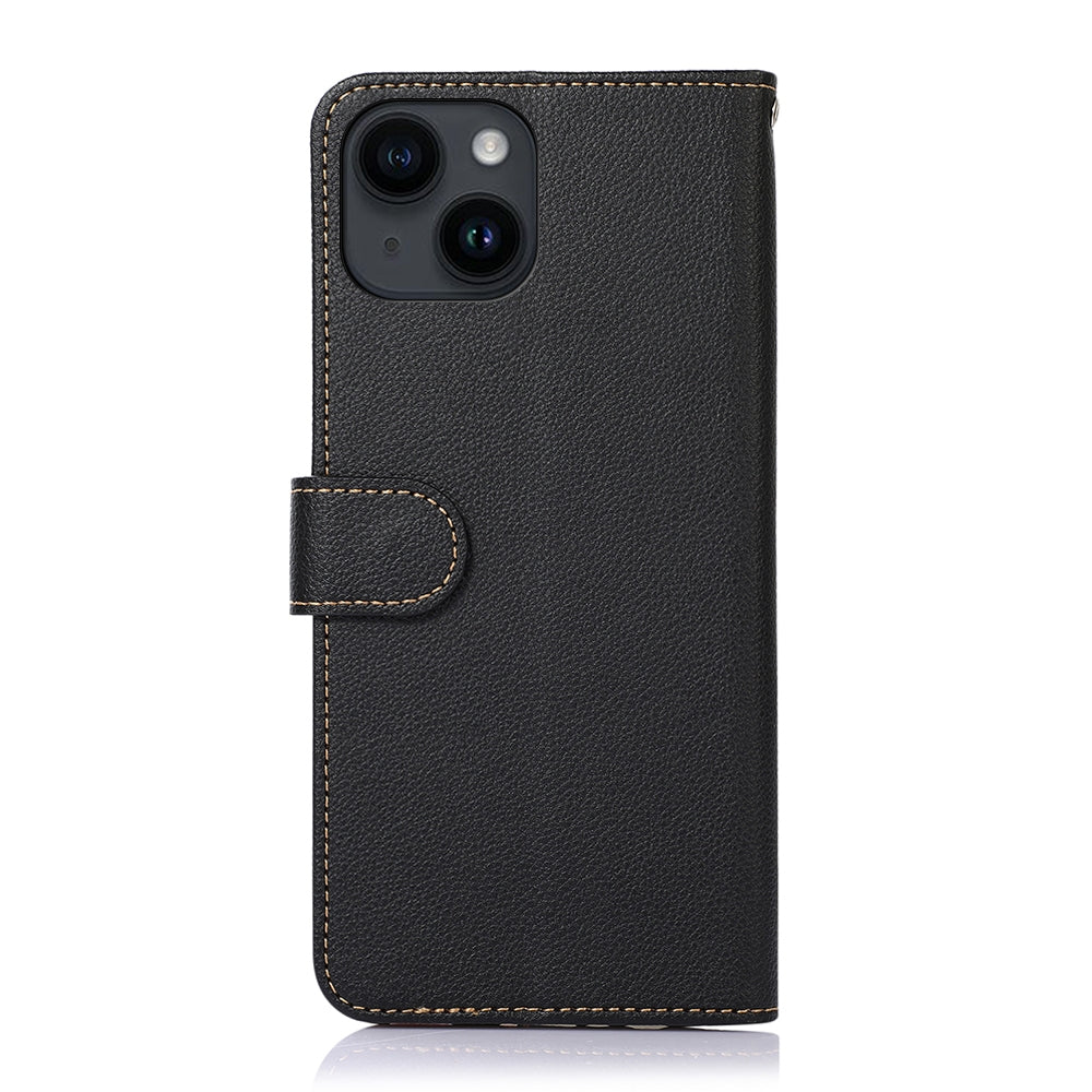 ELECTROPRIME For iPhone 15 KHAZNEH Litchi Texture Leather RFID Phone Case(Black)
