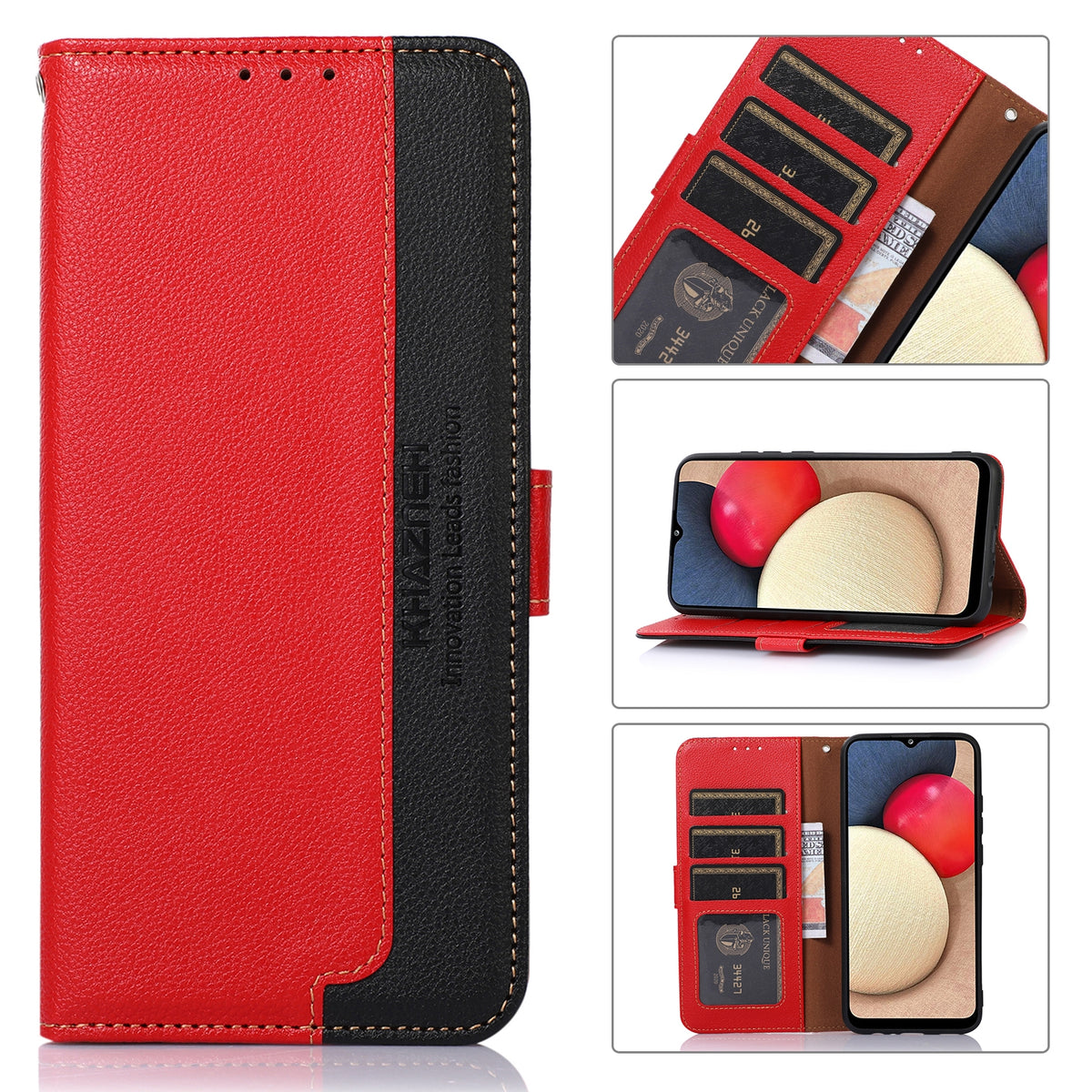 ELECTROPRIME For iPhone 15 KHAZNEH Litchi Texture Leather RFID Phone Case(Red)