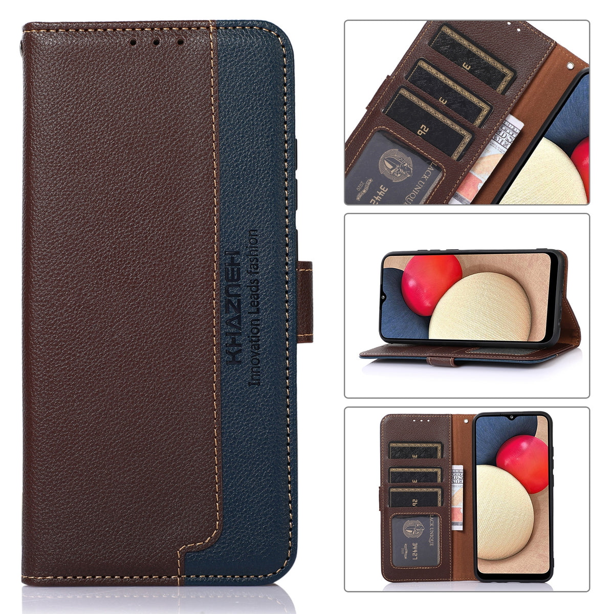 ELECTROPRIME For iPhone 15 KHAZNEH Litchi Texture Leather RFID Phone Case(Brown)