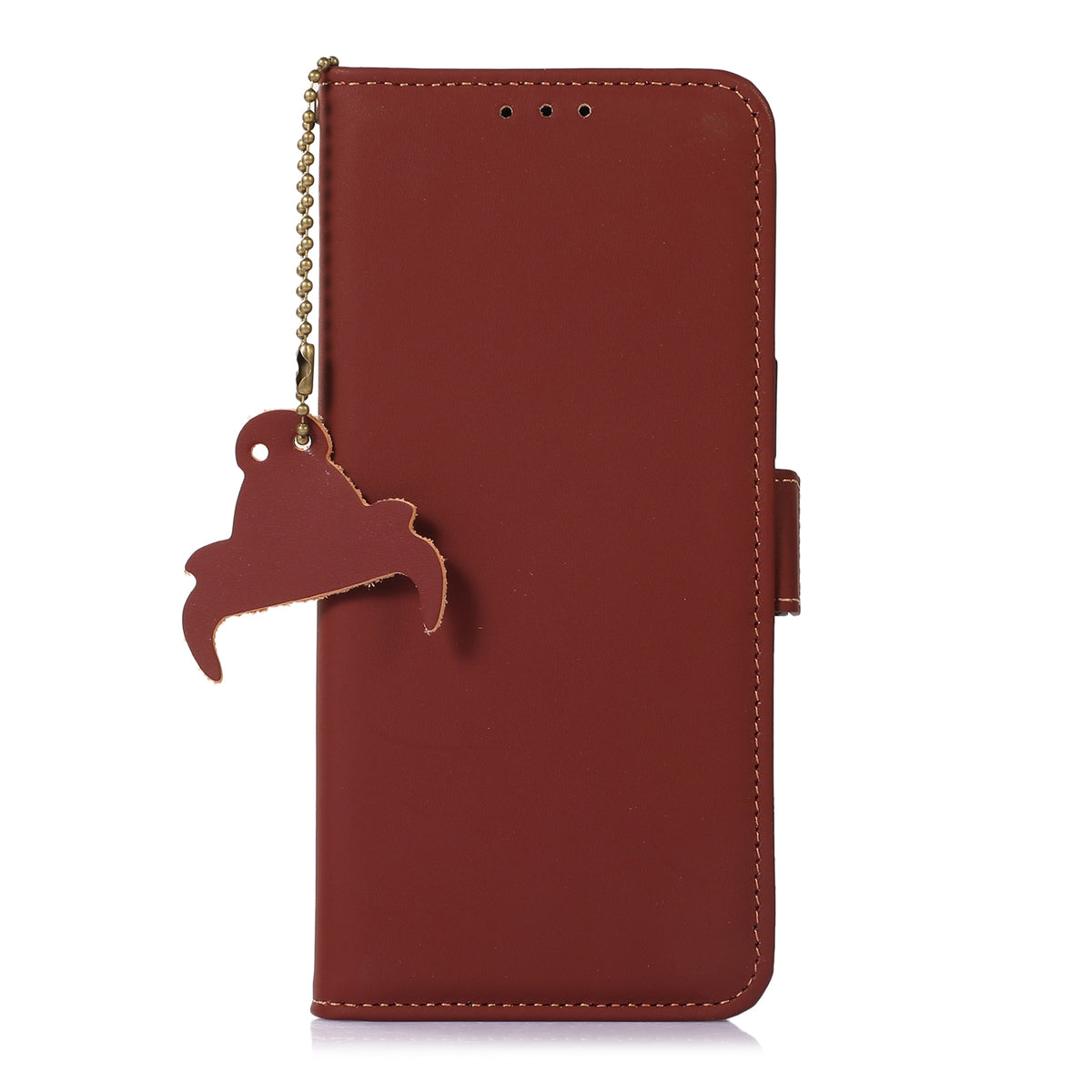 ELECTROPRIME For iPhone 15 Genuine Leather Magnetic RFID Leather Phone Case(Coffee)