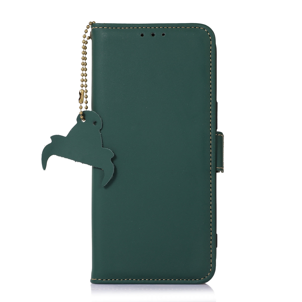 ELECTROPRIME For iPhone 15 Genuine Leather Magnetic RFID Leather Phone Case(Green)
