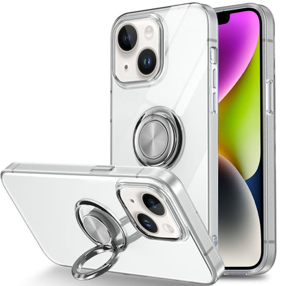 ELECTROPRIME For iPhone 15 Plus Ring Holder TPU Phone Case(Transparent)