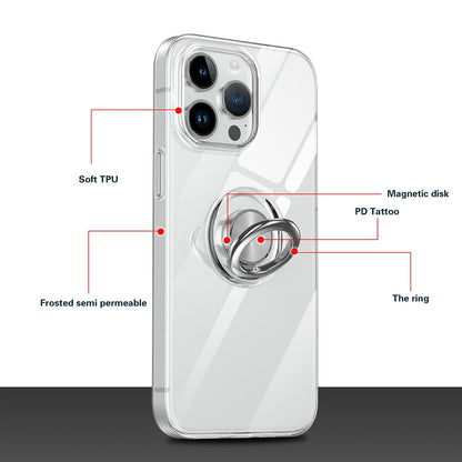 ELECTROPRIME For iPhone 15 Plus Ring Holder TPU Phone Case(Transparent)