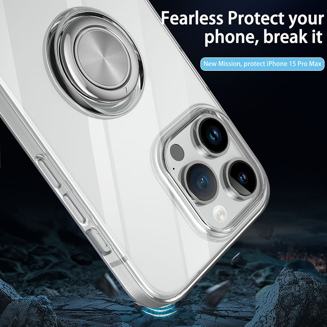ELECTROPRIME For iPhone 15 Plus Ring Holder TPU Phone Case(Transparent)