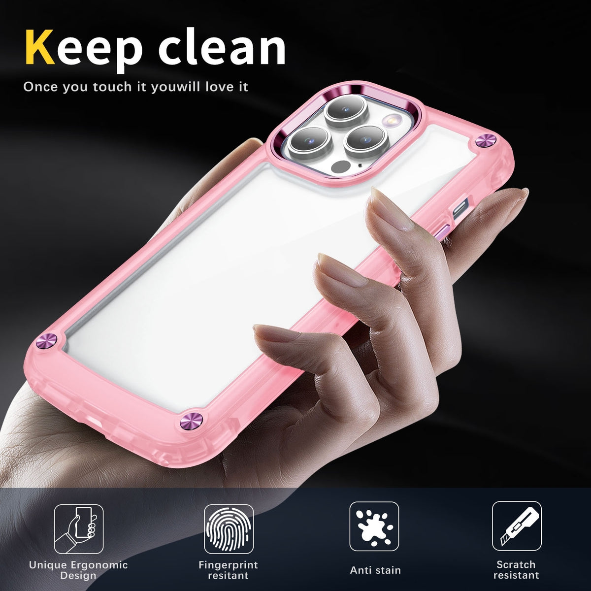 ELECTROPRIME For iPhone 15 Plus Skin Feel TPU + PC Phone Case(Transparent Pink)