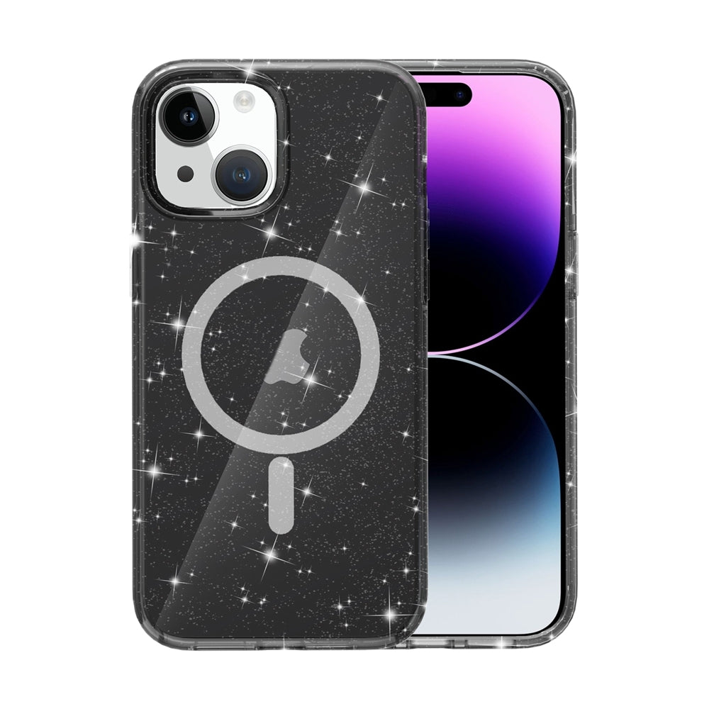 ELECTROPRIME For iPhone 15 Plus Terminator Style Glitter Powder MagSafe Magnetic Phone Case(Black)