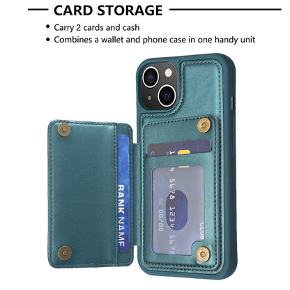 ELECTROPRIME For iPhone 15 BF25 Square Plaid Card Bag Holder Phone Case(Green)