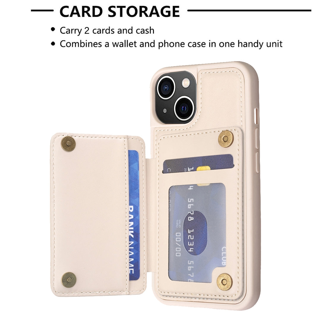 ELECTROPRIME For iPhone 15 BF25 Square Plaid Card Bag Holder Phone Case(Beige)