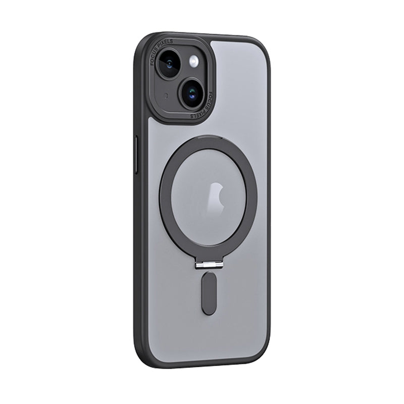 ELECTROPRIME For iPhone 15 Plus Skin Feel MagSafe Shockproof Phone Case with Holder(Black)