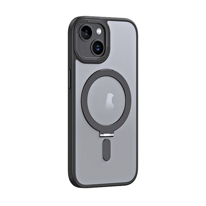 ELECTROPRIME For iPhone 15 Plus Skin Feel MagSafe Shockproof Phone Case with Holder(Black)