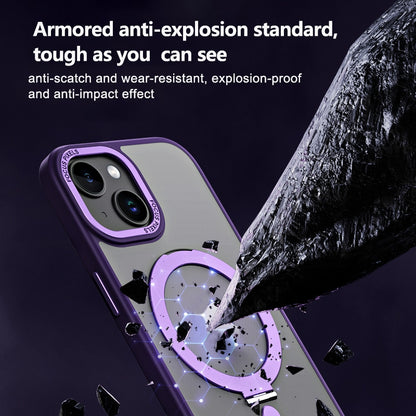 ELECTROPRIME For iPhone 15 Plus Skin Feel MagSafe Shockproof Phone Case with Holder(Black)