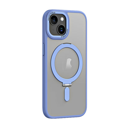 ELECTROPRIME For iPhone 15 Skin Feel MagSafe Shockproof Phone Case with Holder(Light Blue)
