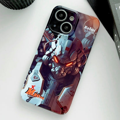 ELECTROPRIME For iPhone 15 Plus Painted Pattern Precise Hole PC Phone Case(Orange Robot)
