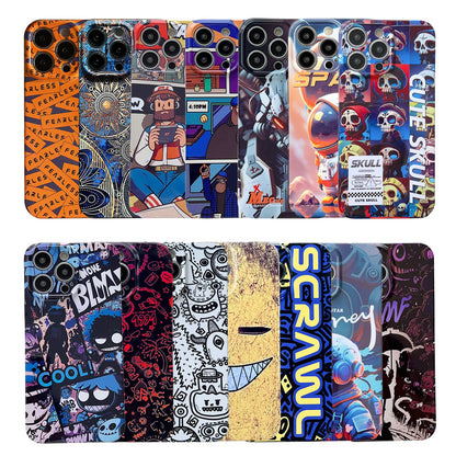 ELECTROPRIME For iPhone 15 Plus Painted Pattern Precise Hole PC Phone Case(Orange Robot)