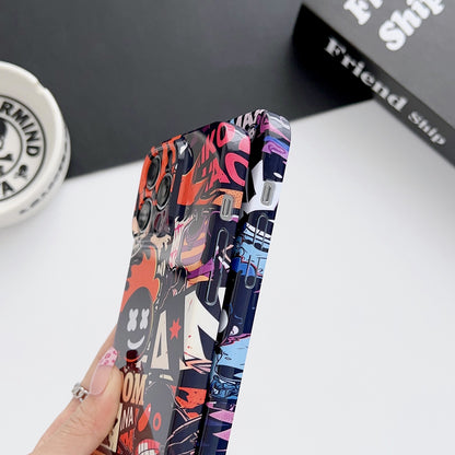 ELECTROPRIME For iPhone 15 Plus Painted Pattern Precise Hole PC Phone Case(Orange Robot)
