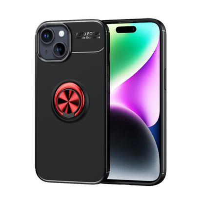 ELECTROPRIME For iPhone 15 Metal Ring Holder TPU Phone Case(Black+Red)