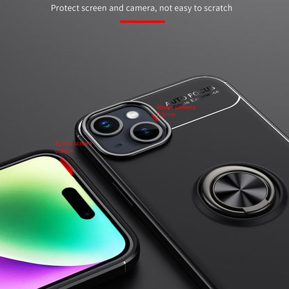 ELECTROPRIME For iPhone 15 Metal Ring Holder TPU Phone Case(Black+Red)