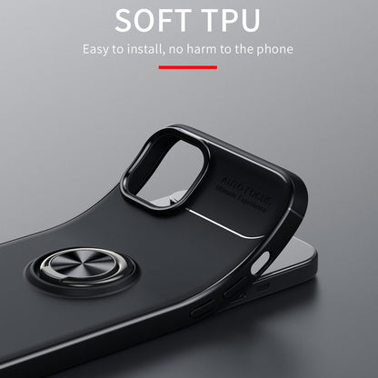 ELECTROPRIME For iPhone 15 Metal Ring Holder TPU Phone Case(Black+Red)