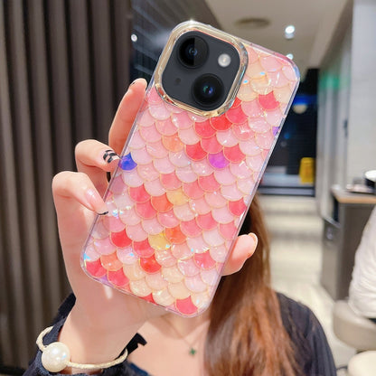 ELECTROPRIME For iPhone 15 Colorful Crystal Shell Pattern PC + TPU Phone Case(Fish-scales Red)