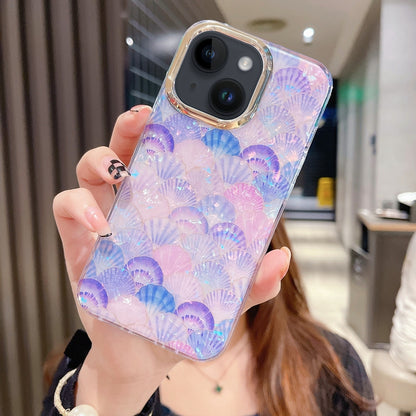 ELECTROPRIME For iPhone 15 Colorful Crystal Shell Pattern PC + TPU Phone Case(Scallop Purple)