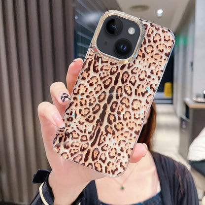 ELECTROPRIME For iPhone 15 Colorful Crystal Shell Pattern PC + TPU Phone Case(Deep Leopard)