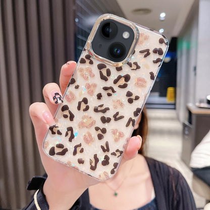 ELECTROPRIME For iPhone 15 Colorful Crystal Shell Pattern PC + TPU Phone Case(Light Leopard)