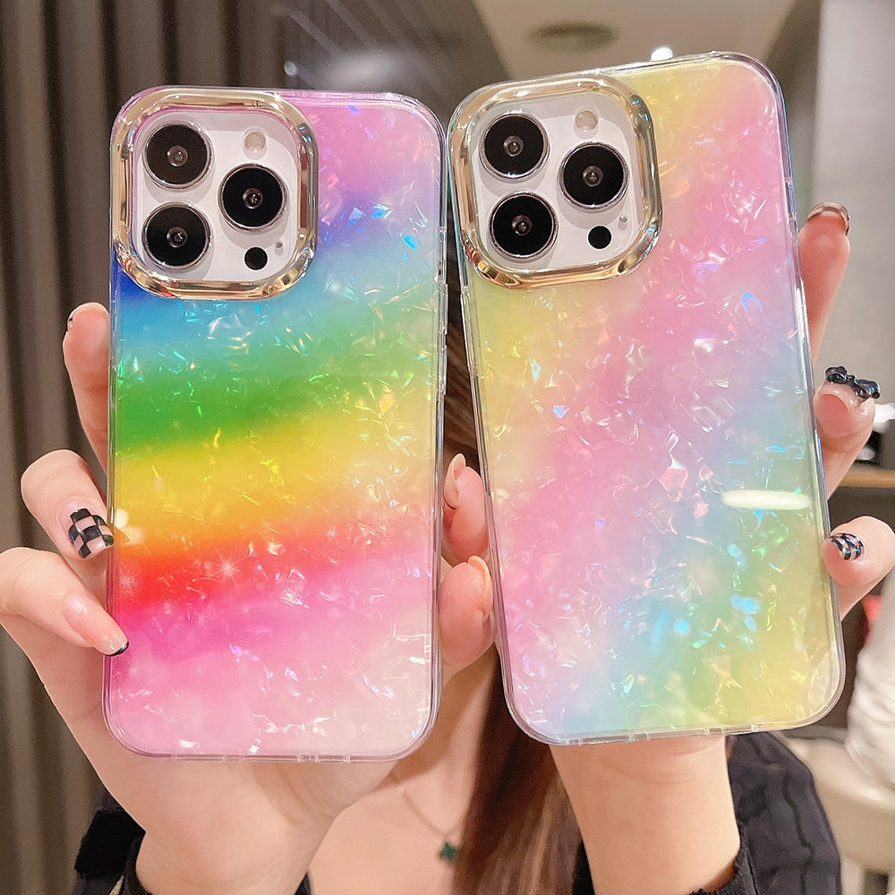 ELECTROPRIME For iPhone 15 Colorful Crystal Shell Pattern PC + TPU Phone Case(Light Leopard)
