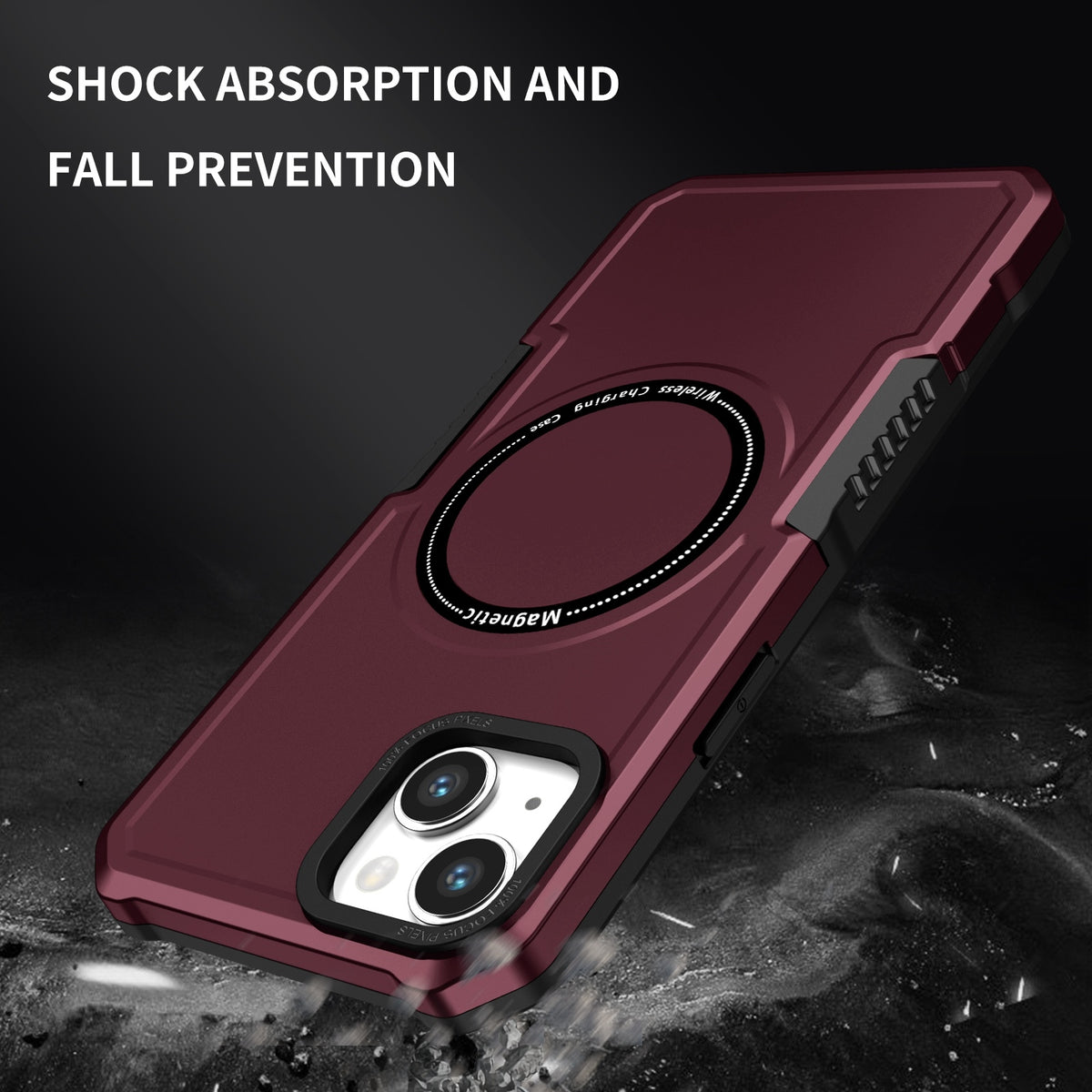 ELECTROPRIME For iPhone 15 Shockproof Armor MagSafe Phone Case(Wine Red)