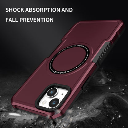 ELECTROPRIME For iPhone 15 Shockproof Armor MagSafe Phone Case(Wine Red)