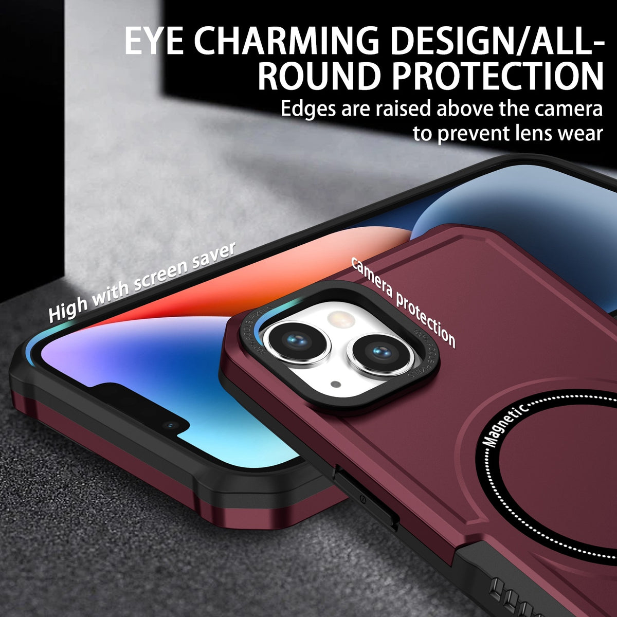 ELECTROPRIME For iPhone 15 Shockproof Armor MagSafe Phone Case(Wine Red)