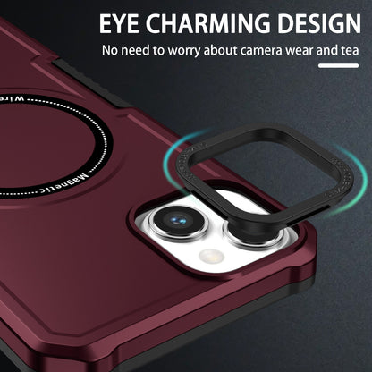 ELECTROPRIME For iPhone 15 Shockproof Armor MagSafe Phone Case(Wine Red)