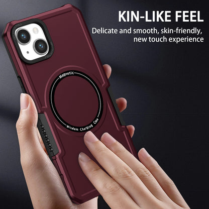 ELECTROPRIME For iPhone 15 Shockproof Armor MagSafe Phone Case(Wine Red)