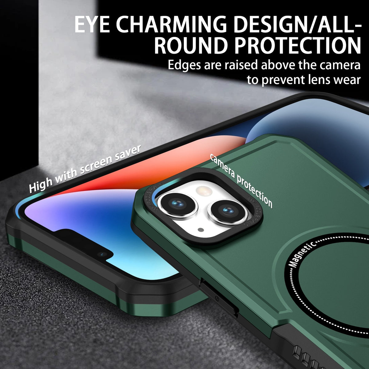 ELECTROPRIME For iPhone 15 Shockproof Armor MagSafe Phone Case(Dark Green)