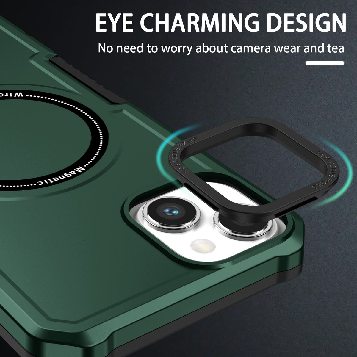ELECTROPRIME For iPhone 15 Shockproof Armor MagSafe Phone Case(Dark Green)