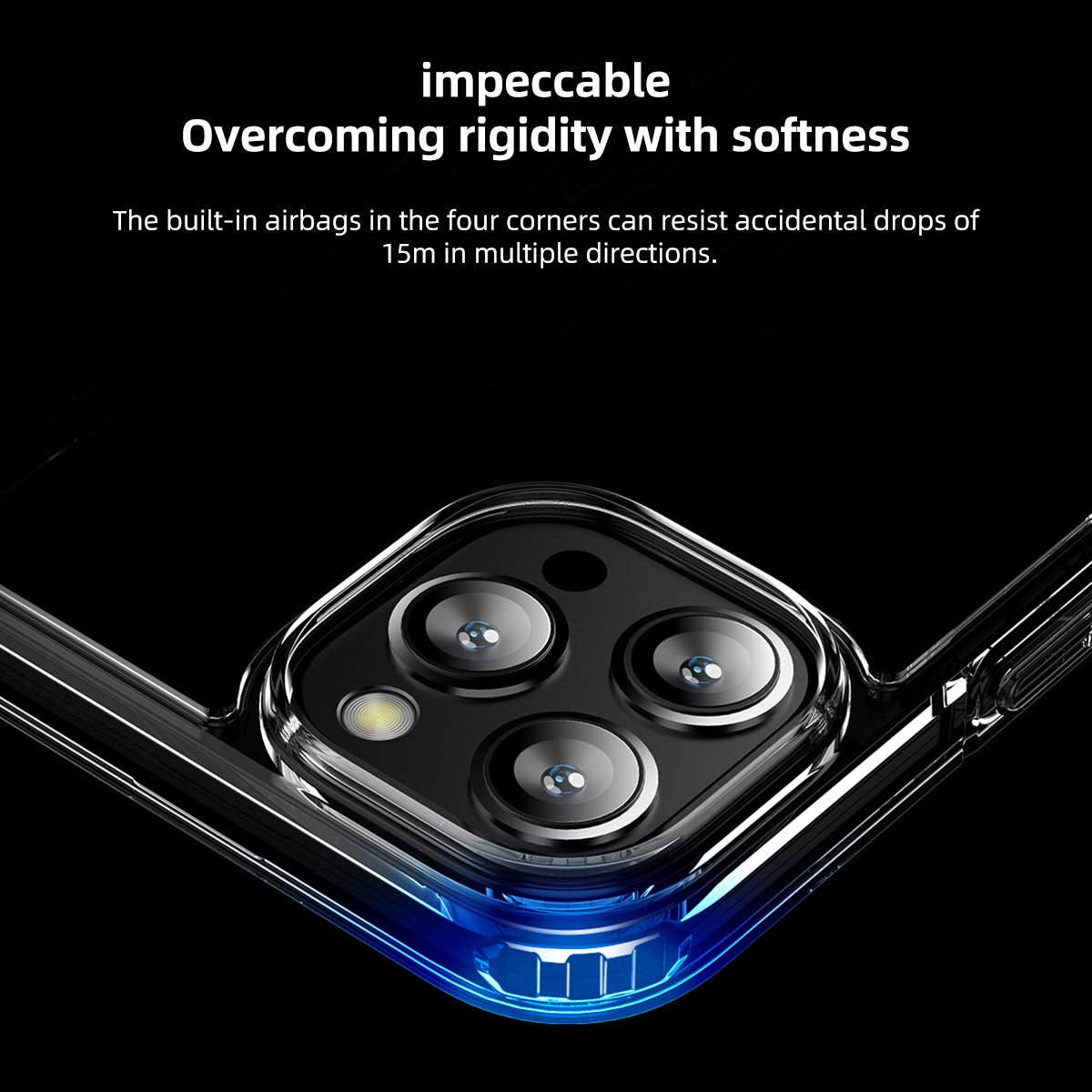 ELECTROPRIME For iPhone 15 Ice Crystal Transparent PC + TPU Phone Case(Black)