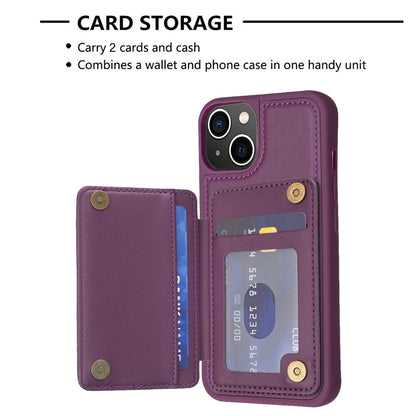 ELECTROPRIME For iPhone 15 BF26 Wave Pattern Card Bag Holder Phone Case(Dark Purple)