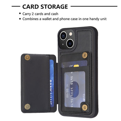ELECTROPRIME For iPhone 15 BF26 Wave Pattern Card Bag Holder Phone Case(Black)