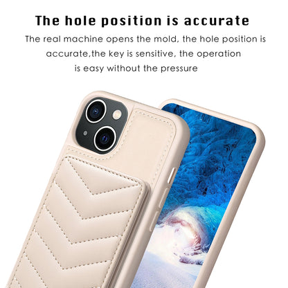 ELECTROPRIME For iPhone 15 BF26 Wave Pattern Card Bag Holder Phone Case(Beige)