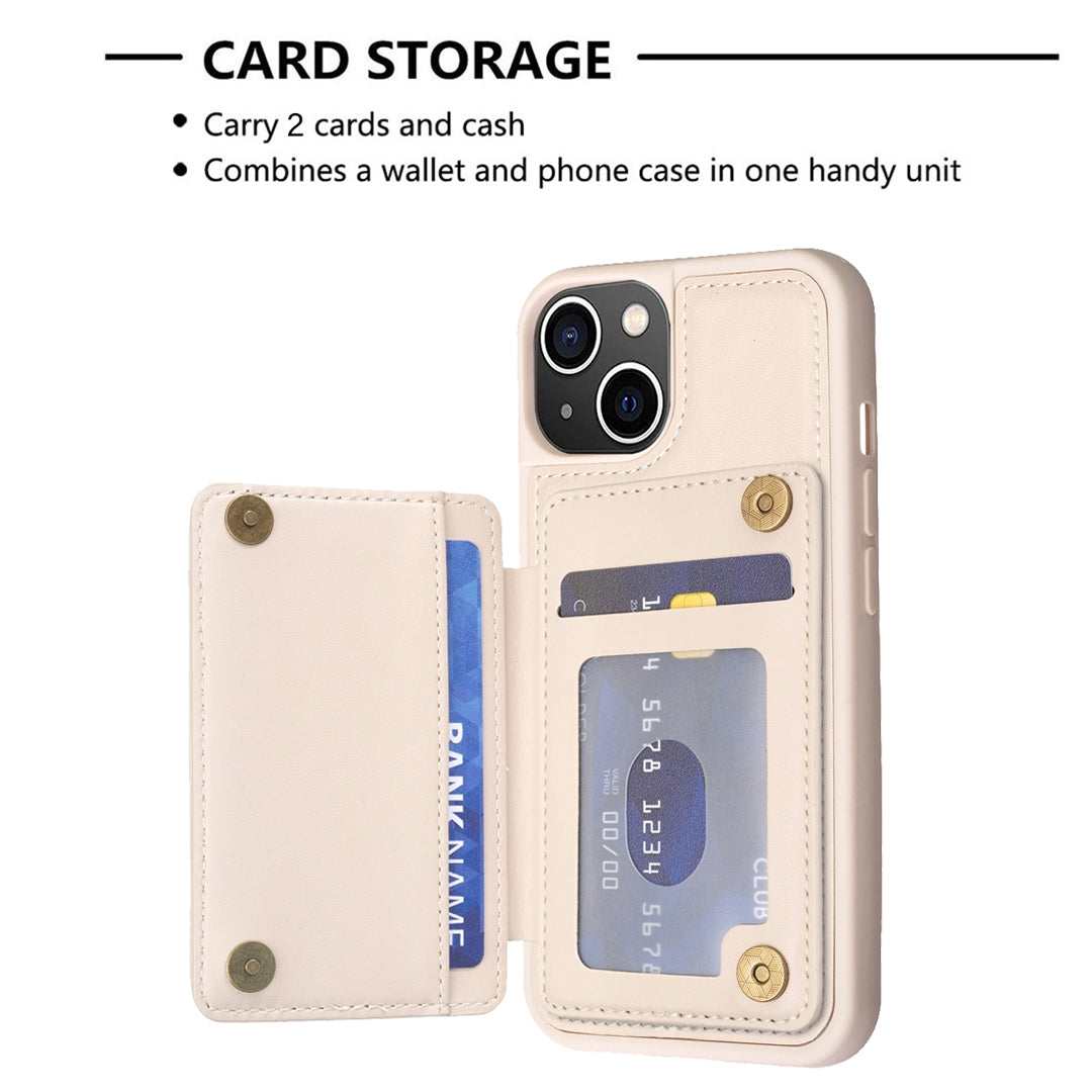 ELECTROPRIME For iPhone 15 BF26 Wave Pattern Card Bag Holder Phone Case(Beige)