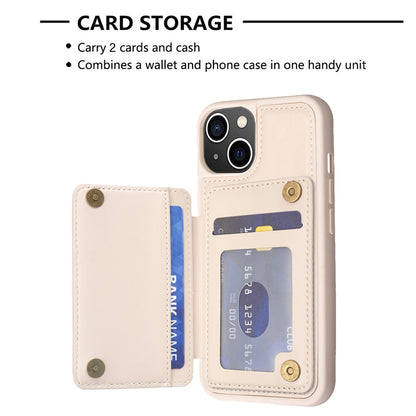 ELECTROPRIME For iPhone 15 BF26 Wave Pattern Card Bag Holder Phone Case(Beige)