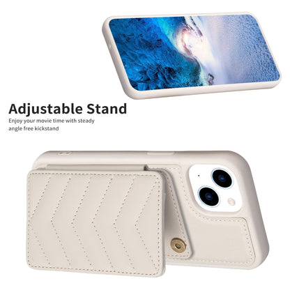 ELECTROPRIME For iPhone 15 BF26 Wave Pattern Card Bag Holder Phone Case(Beige)