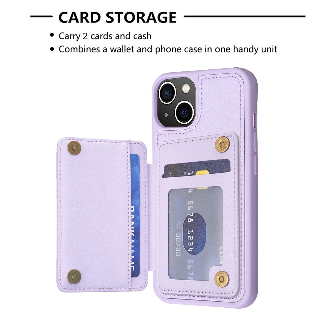 ELECTROPRIME For iPhone 15 BF26 Wave Pattern Card Bag Holder Phone Case(Purple)