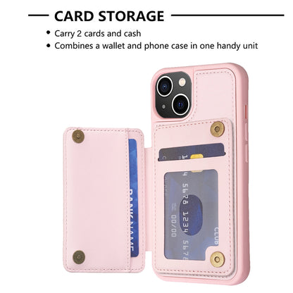 ELECTROPRIME For iPhone 15 BF26 Wave Pattern Card Bag Holder Phone Case(Pink)